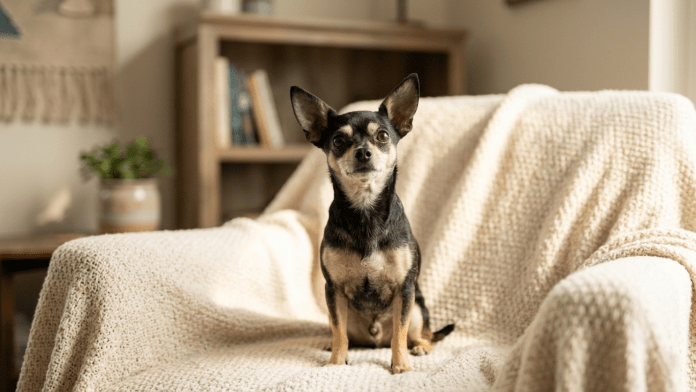 Alert Chihuahua resting on a blanket, illustrating common Chihuahua health awareness for owners