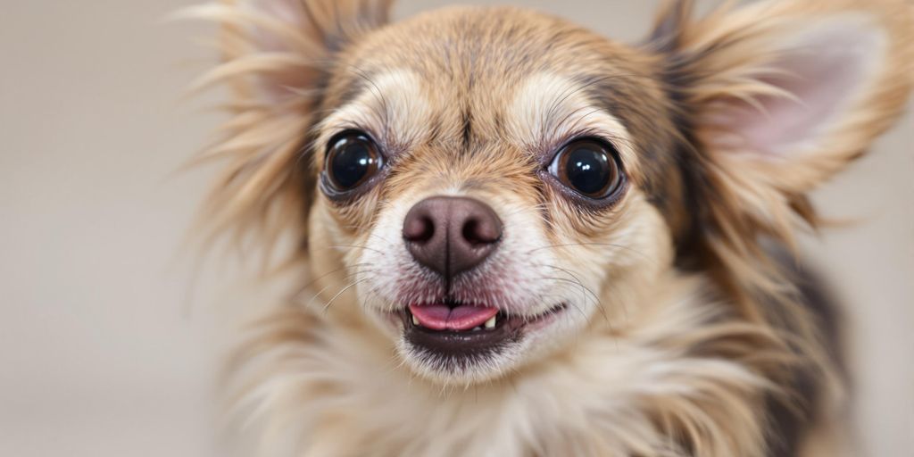A playful Chihuahua shaking with a vibrant coat.