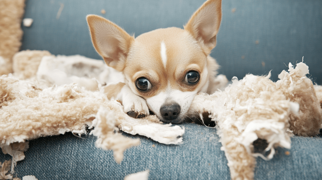 a dog lying on a couch with a blanket
