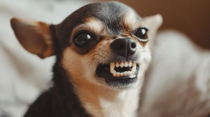 a dog showing its teeth. Understanding Chihuahua Bite Force.