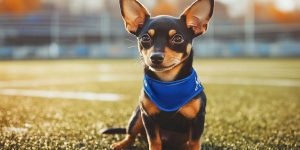 a dog sitting on grass