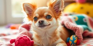 Happy Chihuahua in a cozy, joyful setting.