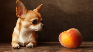can dogs each peaches - a chihuahua stares at a peach
