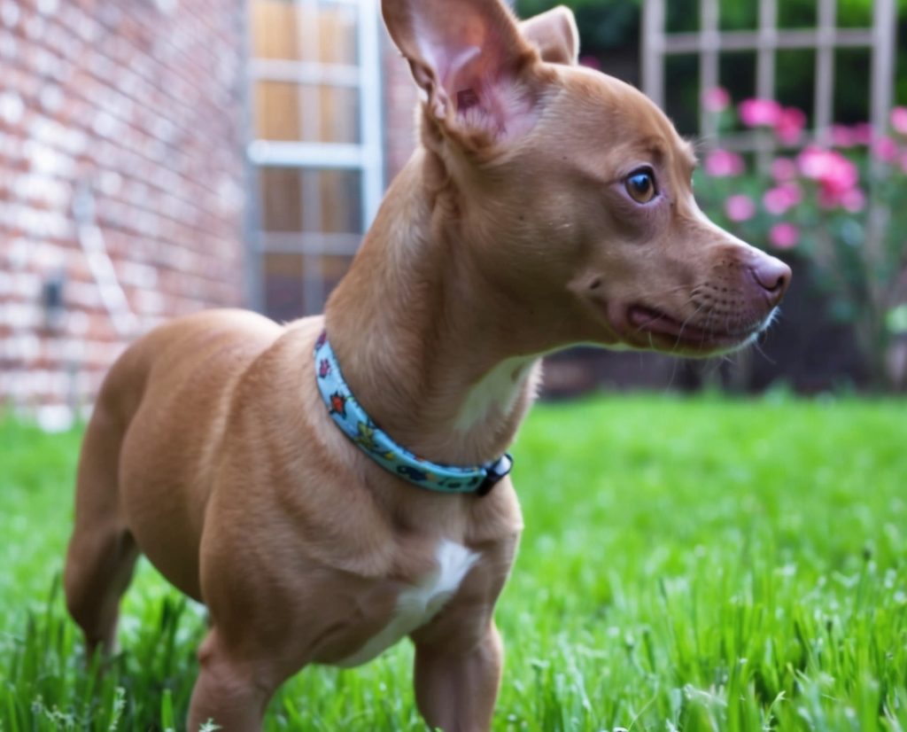 a dog standing in grass